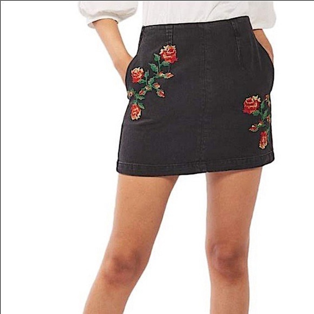 COPY - Topshop Cross Stitch Embroidered Moto Skirt Size 8 - Picture 12 of 12